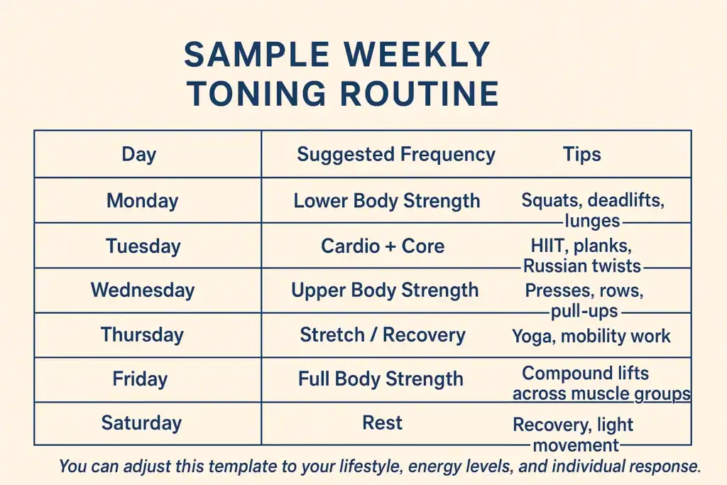 Achieving the Perfect Tone: How Often Should You Exercise for Results? 4 Weekly exercise Lowestoft plan graphic