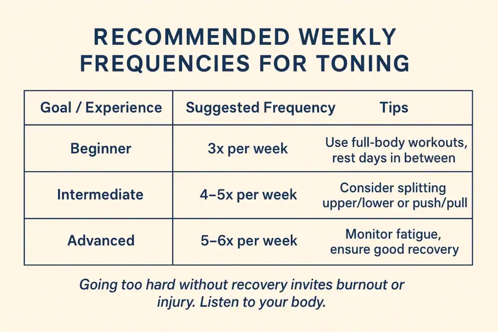 Achieving the Perfect Tone: How Often Should You Exercise for Results? 2 Graphic to show how often you should do exercise to help with toning Lowestoft